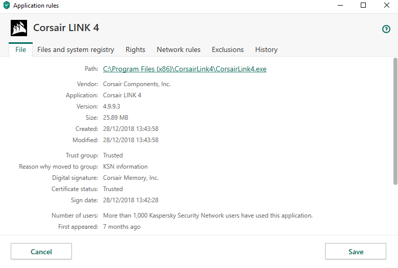 Corsair LINK 4 & Kaspersky 2020 (patch c) Bug, Kaspersky is saying that Corsair  Link is using internet but its not. [Closed] - Kaspersky Internet Security  - Kaspersky Support Forum