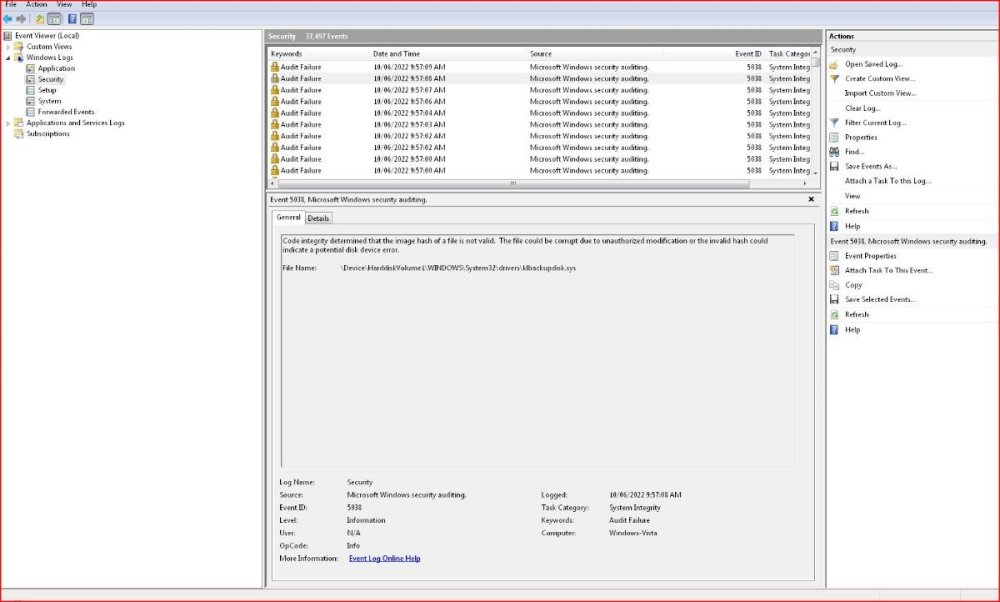 Kaspersky snip of audit results.JPG