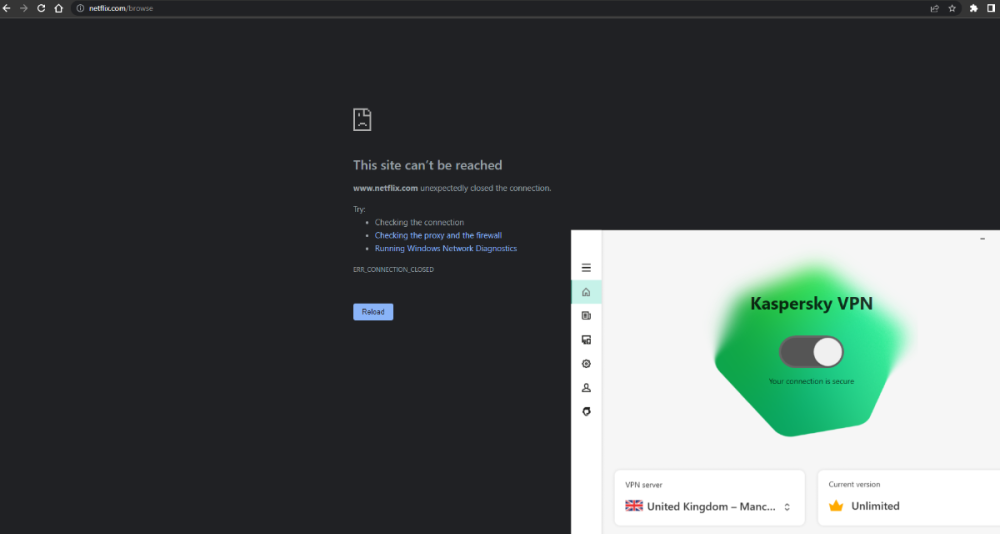 Unable to stream Netflix (USA, UK, Japan) - Kaspersky VPN Secure