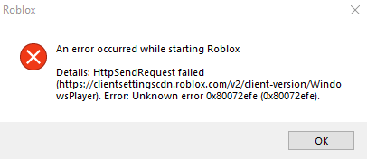 Roblox an unknown error