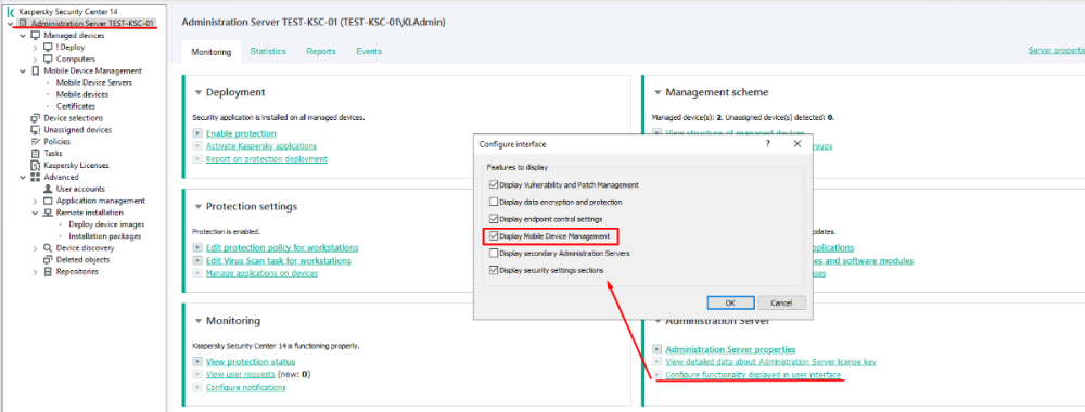 Kaspersky Security Center 14: Error synchronizing mobiles to the ...