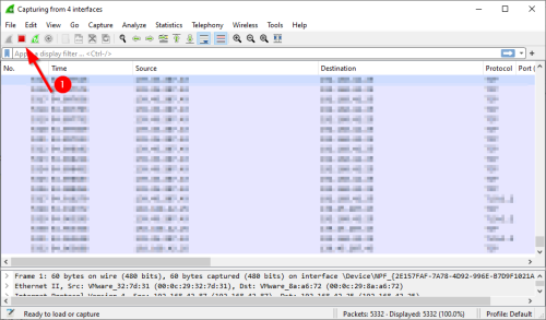 Stop capturing packets